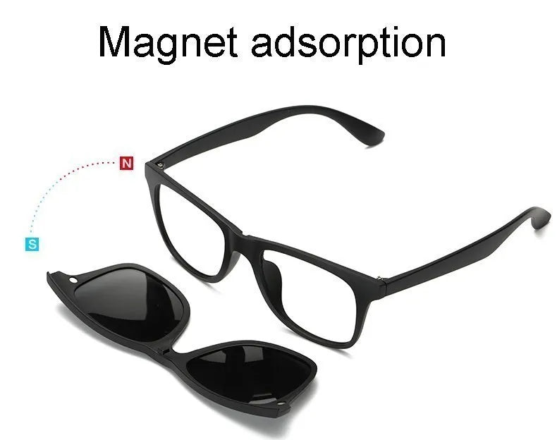 6-in-1 Custom Polarized Optical Sunglasses for Men & Women, Magnetic Clip-on