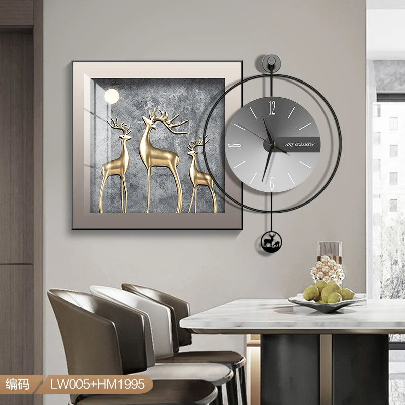 Modern Light Luxury Wall Clock – Creative Silent Clock for Living & Dining Room Decoration
