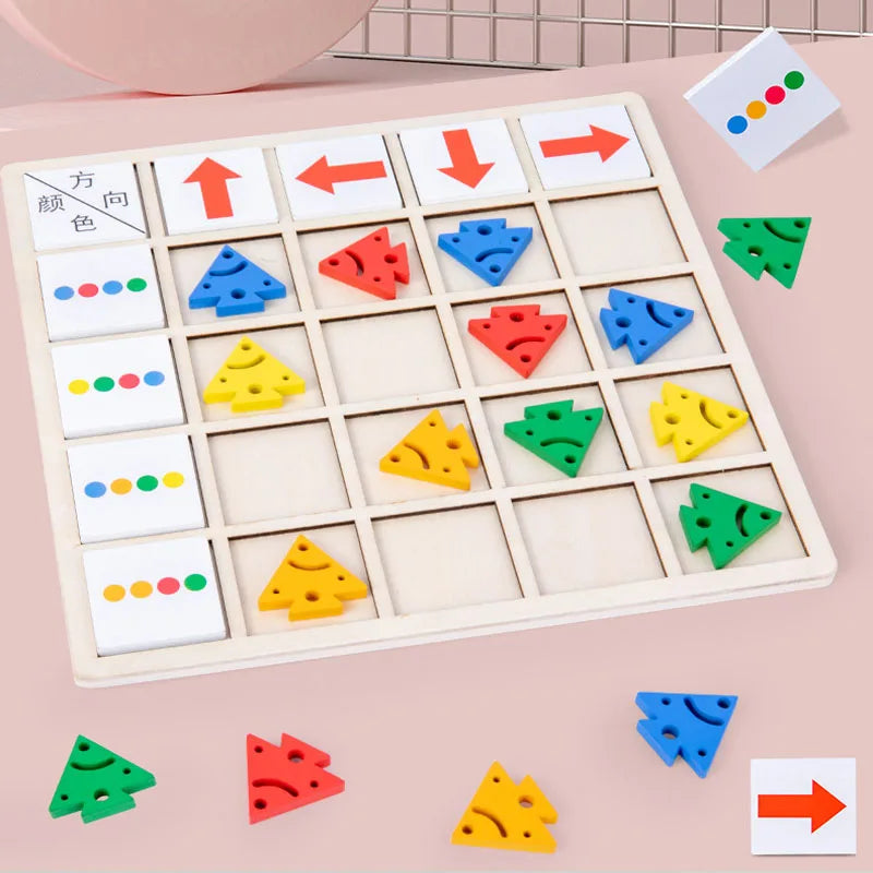 Montessori Wooden Educational Table Game – Color Battle & Directional Learning Toy