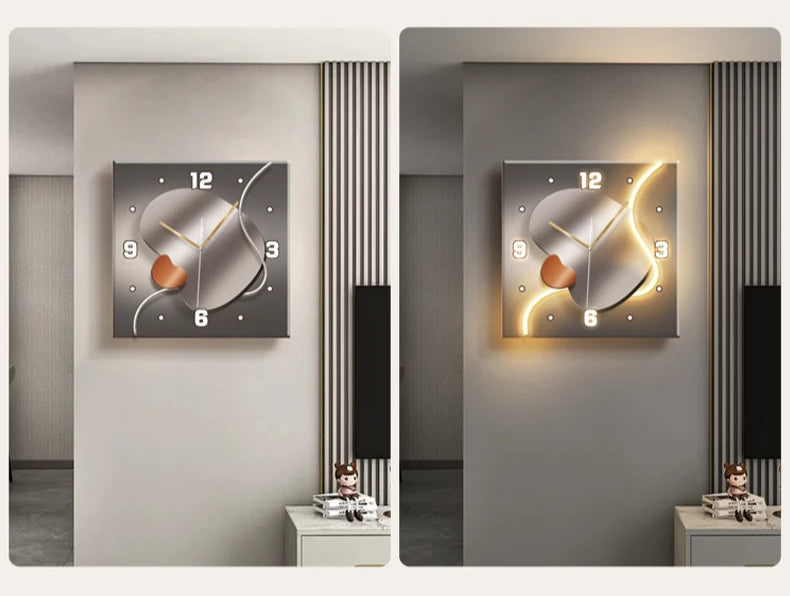 Stone-Inspired Modern Wall Clock – Light Luxury Living Room & Restaurant High-End Decoration