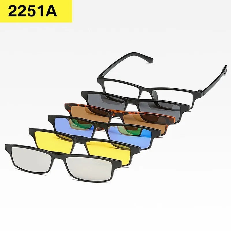 6-in-1 Custom Polarized Optical Sunglasses for Men & Women, Magnetic Clip-on