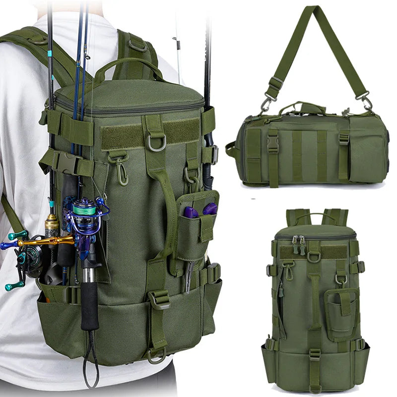 Tactical Fishing Backpack with Rod Holders – Outdoor Tackle Bag