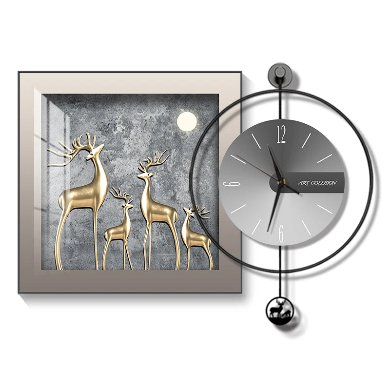 Modern Light Luxury Wall Clock – Creative Silent Clock for Living & Dining Room Decoration