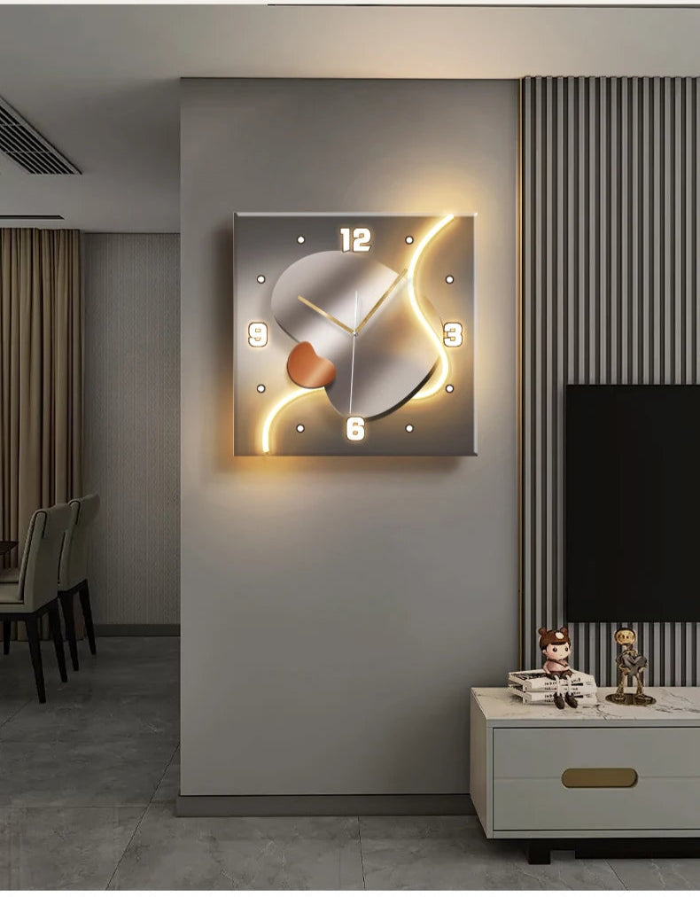Stone-Inspired Modern Wall Clock – Light Luxury Living Room & Restaurant High-End Decoration