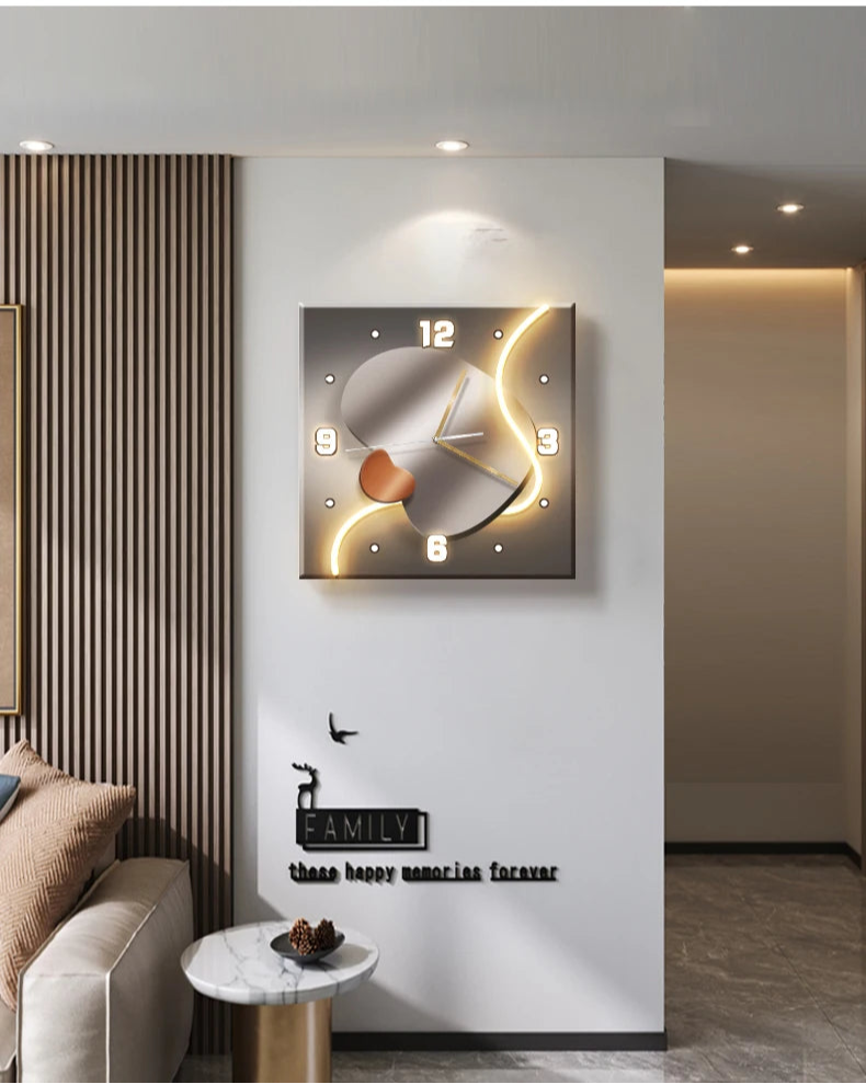 Stone-Inspired Modern Wall Clock – Light Luxury Living Room & Restaurant High-End Decoration