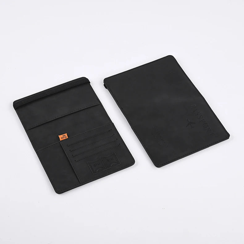 Men’s PU Leather Wallet – Travel Passport Holder, Card Case, and Business Cards Organizer