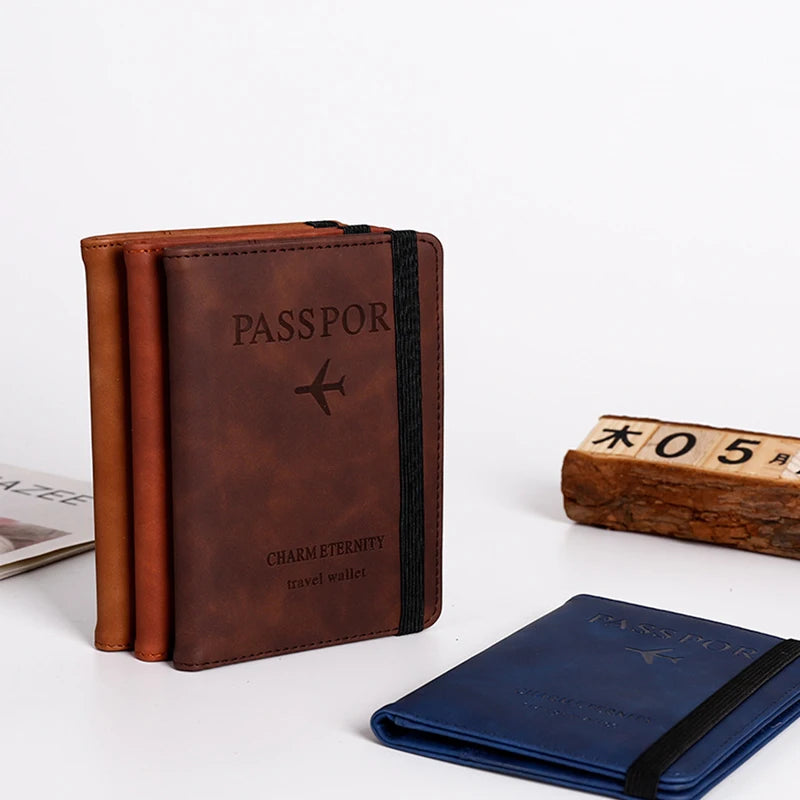 Men’s PU Leather Wallet – Travel Passport Holder, Card Case, and Business Cards Organizer