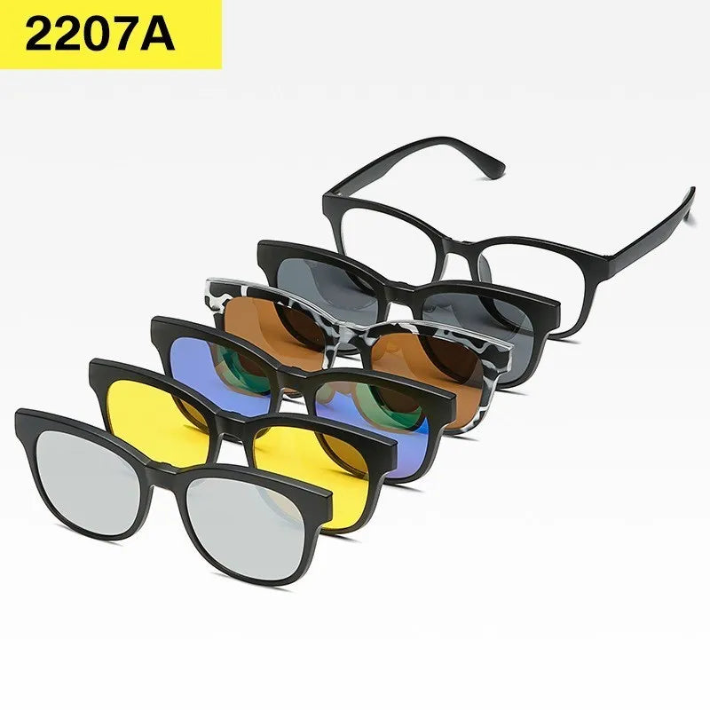 6-in-1 Custom Polarized Optical Sunglasses for Men & Women, Magnetic Clip-on