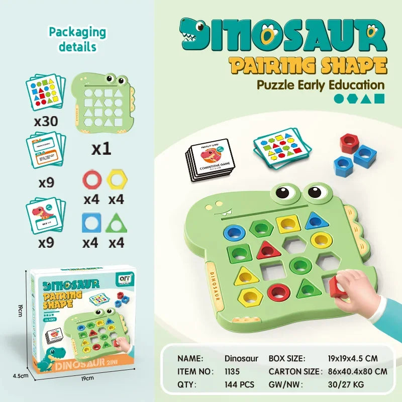 Dinosaurs Collide Geometric Shapes Puzzle – Parent-Child Interactive Thinking Training Toy