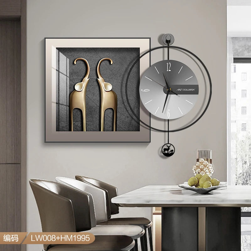 Modern Light Luxury Wall Clock – Creative Silent Clock for Living & Dining Room Decoration