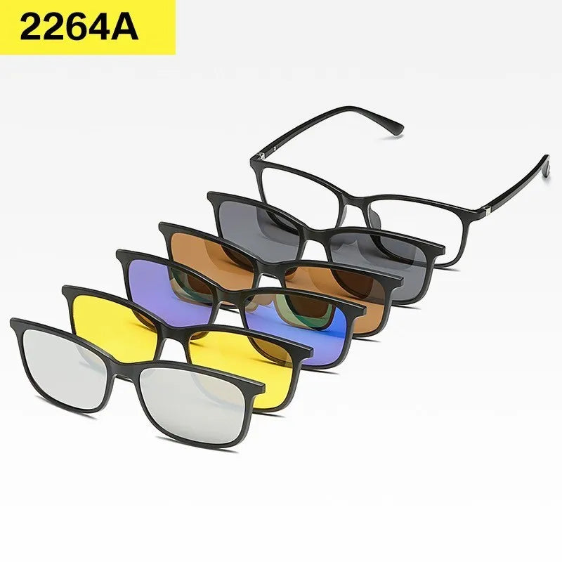 6-in-1 Custom Polarized Optical Sunglasses for Men & Women, Magnetic Clip-on