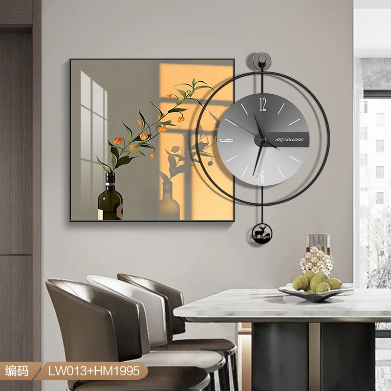 Modern Light Luxury Wall Clock – Creative Silent Clock for Living & Dining Room Decoration
