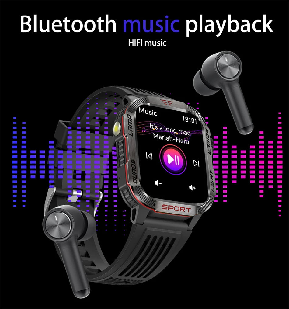 Huawei Xiaomi Military GPS Smartwatch, Waterproof Outdoor Sport Tracker, Bluetooth Call, Flashlight, Compass