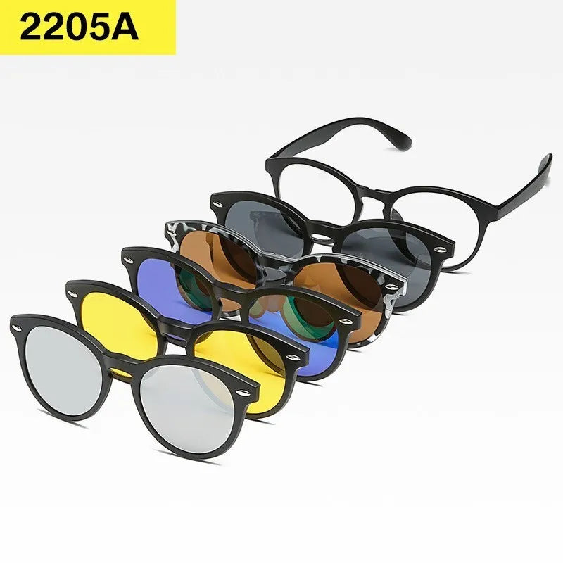6-in-1 Custom Polarized Optical Sunglasses for Men & Women, Magnetic Clip-on