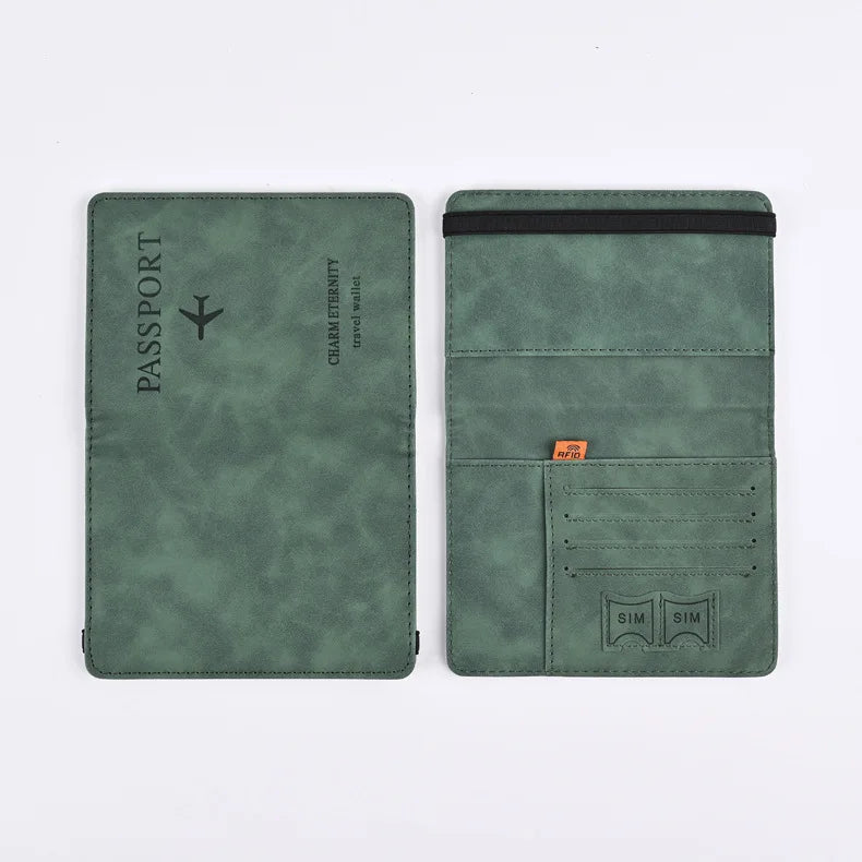 Men’s PU Leather Wallet – Travel Passport Holder, Card Case, and Business Cards Organizer