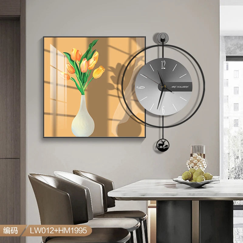Modern Light Luxury Wall Clock – Creative Silent Clock for Living & Dining Room Decoration