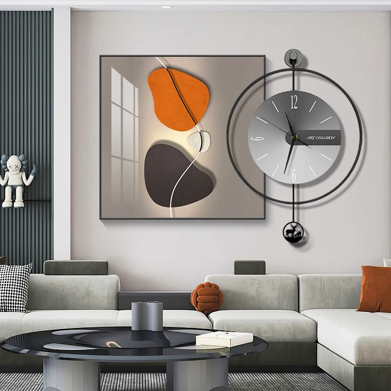Modern Light Luxury Wall Clock – Creative Silent Clock for Living & Dining Room Decoration