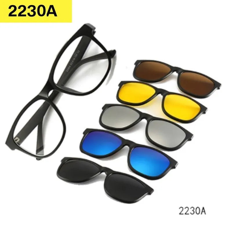 6-in-1 Custom Polarized Optical Sunglasses for Men & Women, Magnetic Clip-on