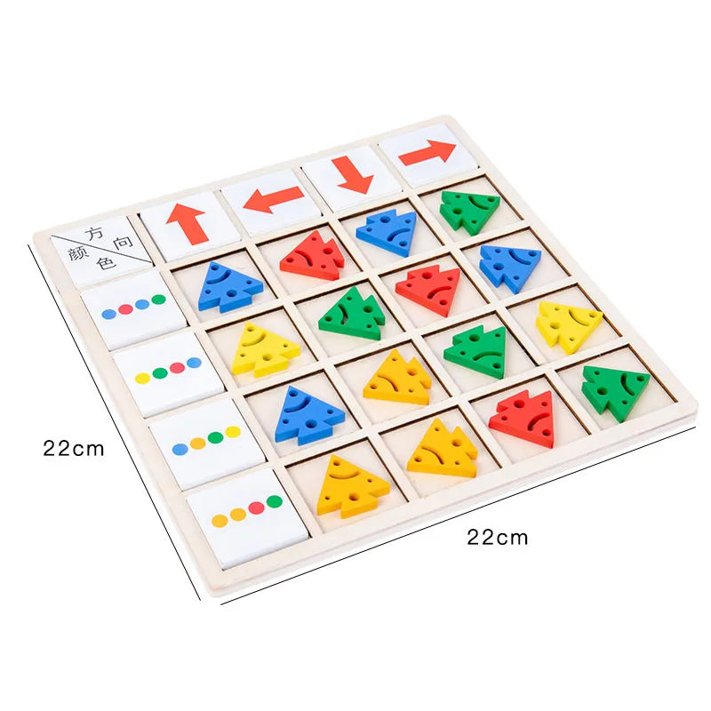 Montessori Wooden Educational Table Game – Color Battle & Directional Learning Toy