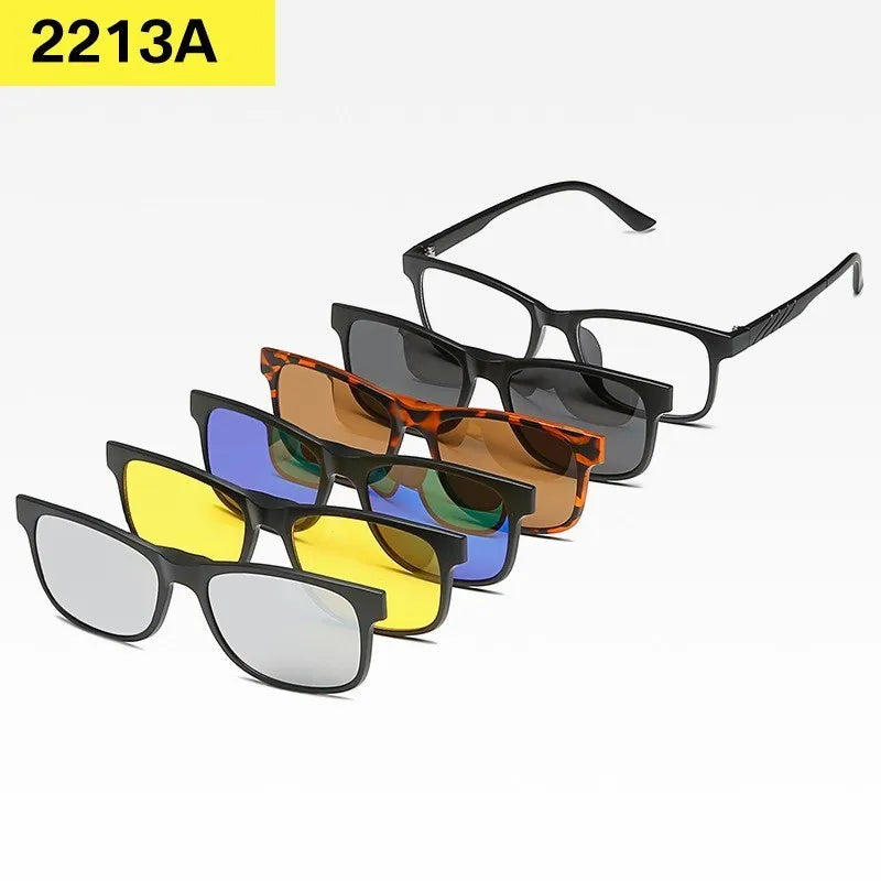 6-in-1 Custom Polarized Optical Sunglasses for Men & Women, Magnetic Clip-on