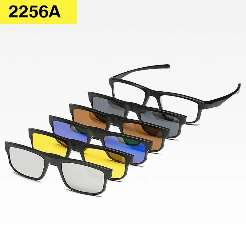 6-in-1 Custom Polarized Optical Sunglasses for Men & Women, Magnetic Clip-on