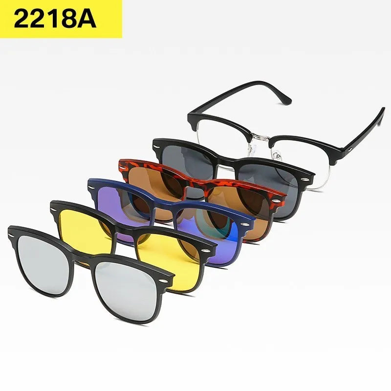 6-in-1 Custom Polarized Optical Sunglasses for Men & Women, Magnetic Clip-on