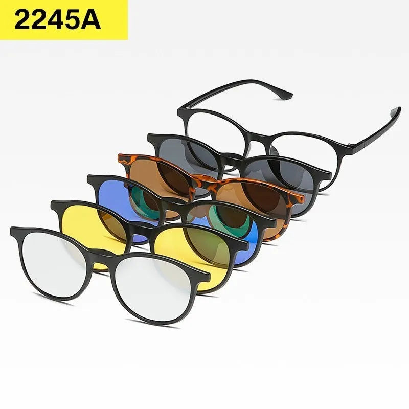 6-in-1 Custom Polarized Optical Sunglasses for Men & Women, Magnetic Clip-on
