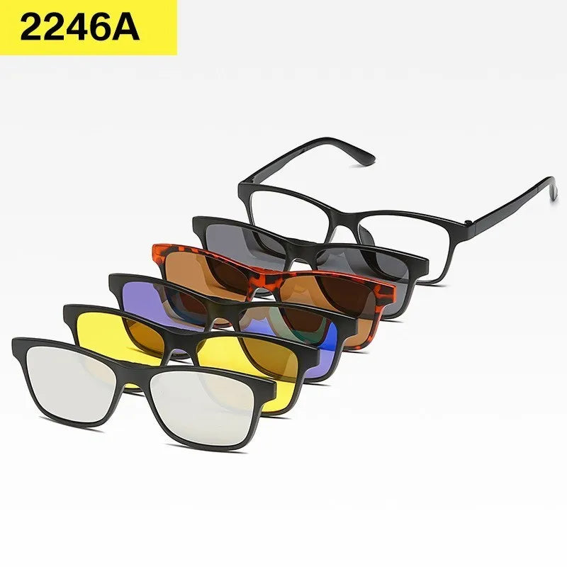 6-in-1 Custom Polarized Optical Sunglasses for Men & Women, Magnetic Clip-on
