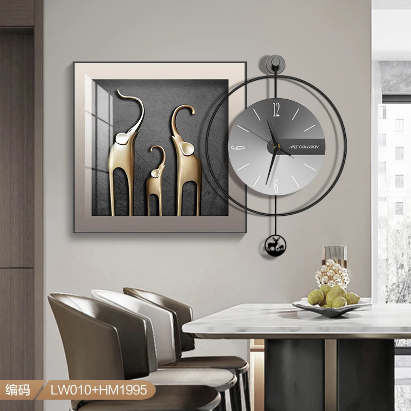 Modern Light Luxury Wall Clock – Creative Silent Clock for Living & Dining Room Decoration