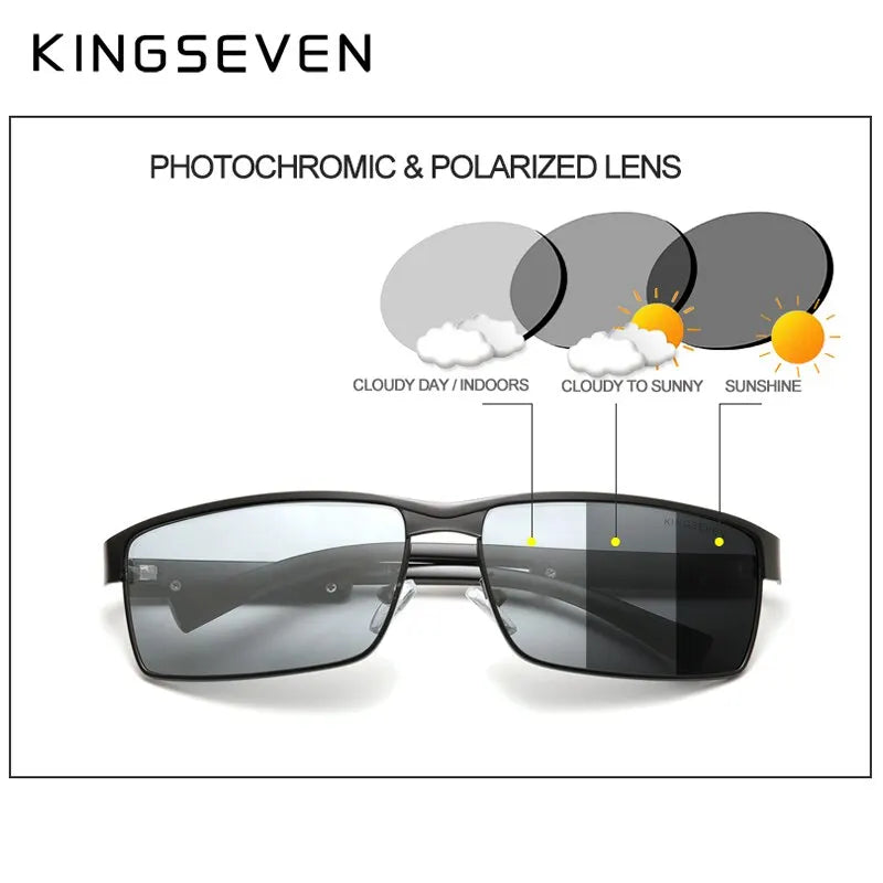 نظارات شمسية KINGSEVEN مستقطبة فوتوكرومية UV400 Chameleon Square