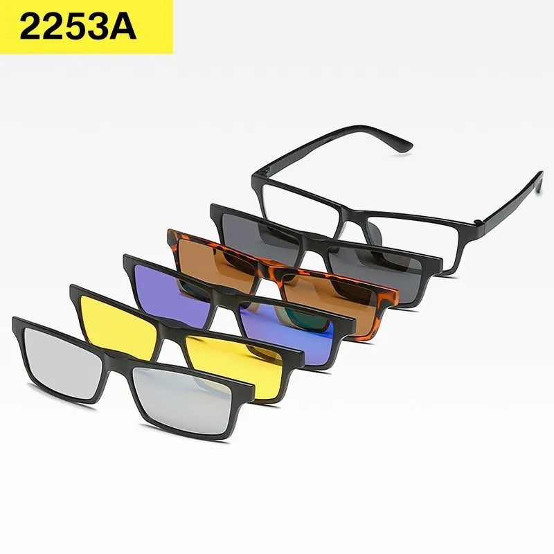 6-in-1 Custom Polarized Optical Sunglasses for Men & Women, Magnetic Clip-on