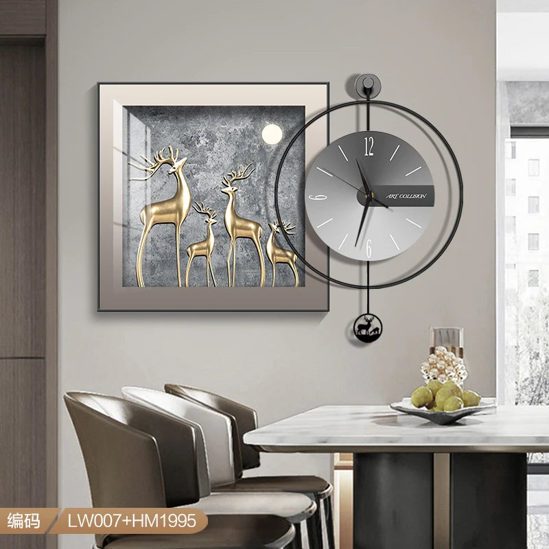 Modern Light Luxury Wall Clock – Creative Silent Clock for Living & Dining Room Decoration