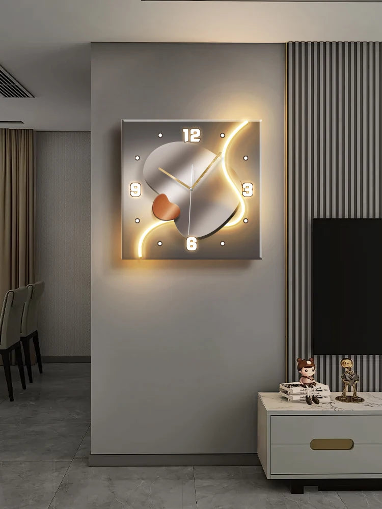 Stone-Inspired Modern Wall Clock – Light Luxury Living Room & Restaurant High-End Decoration