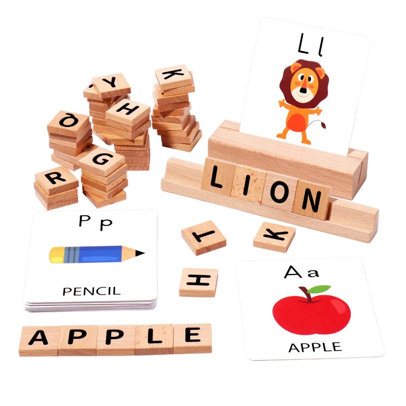 Wooden Spelling & Alphabet Puzzle – Montessori Letter Learning Toy for Toddlers