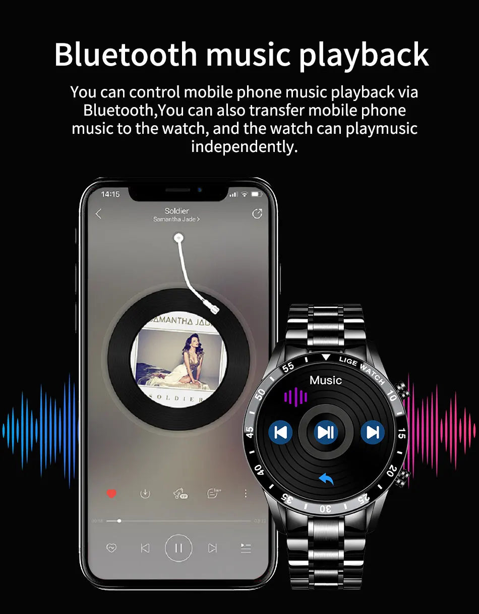 LIGE 2025 Smartwatch, 1.3" OLED Screen, Fitness Tracker, Bluetooth, Waterproof, Compatible with Android & iOS