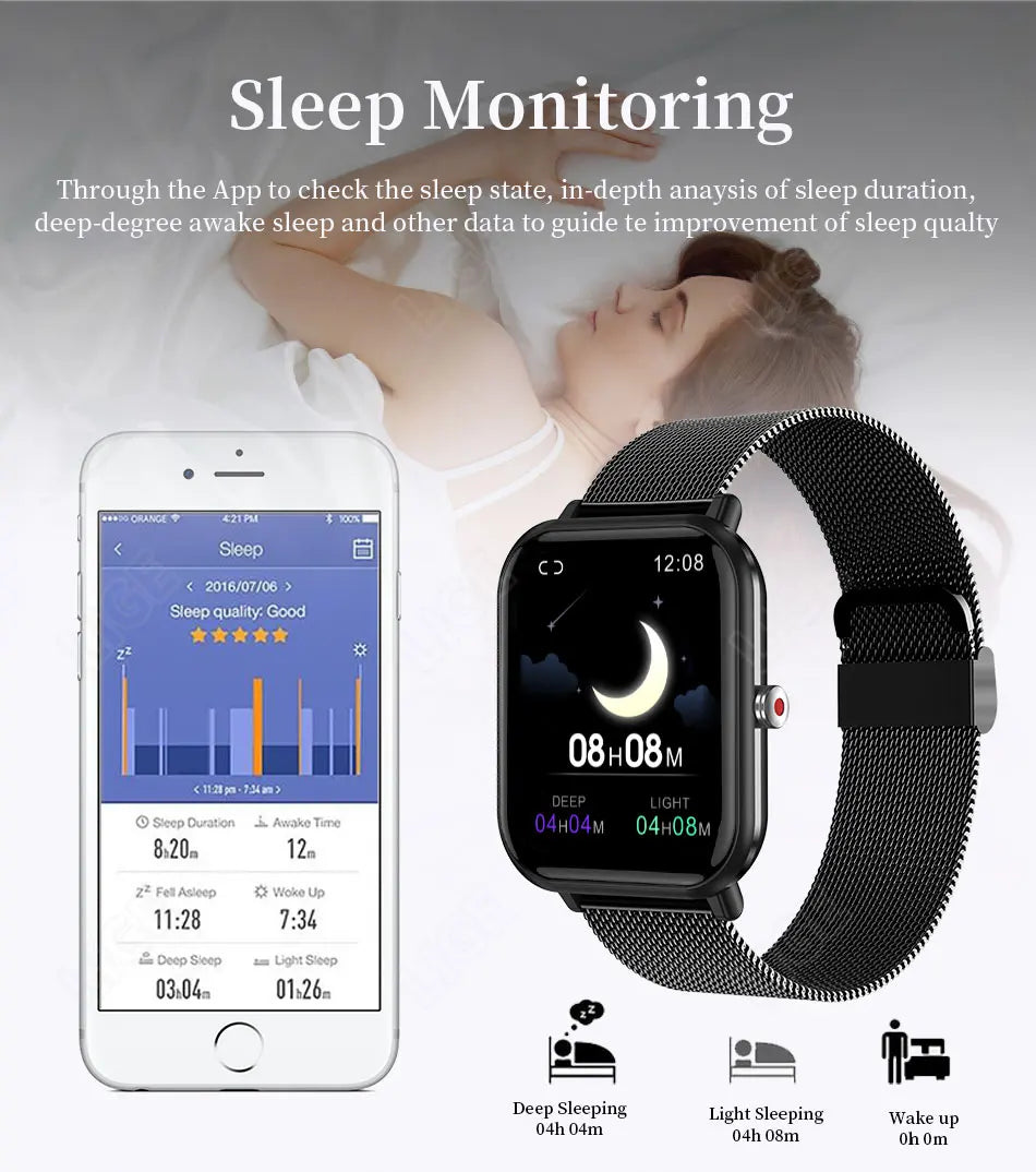 LIGE 2024 Smart Watch – Full Touch Screen Sports Fitness Watch, IP67 Waterproof, Bluetooth, Android & iOS Compatibility
