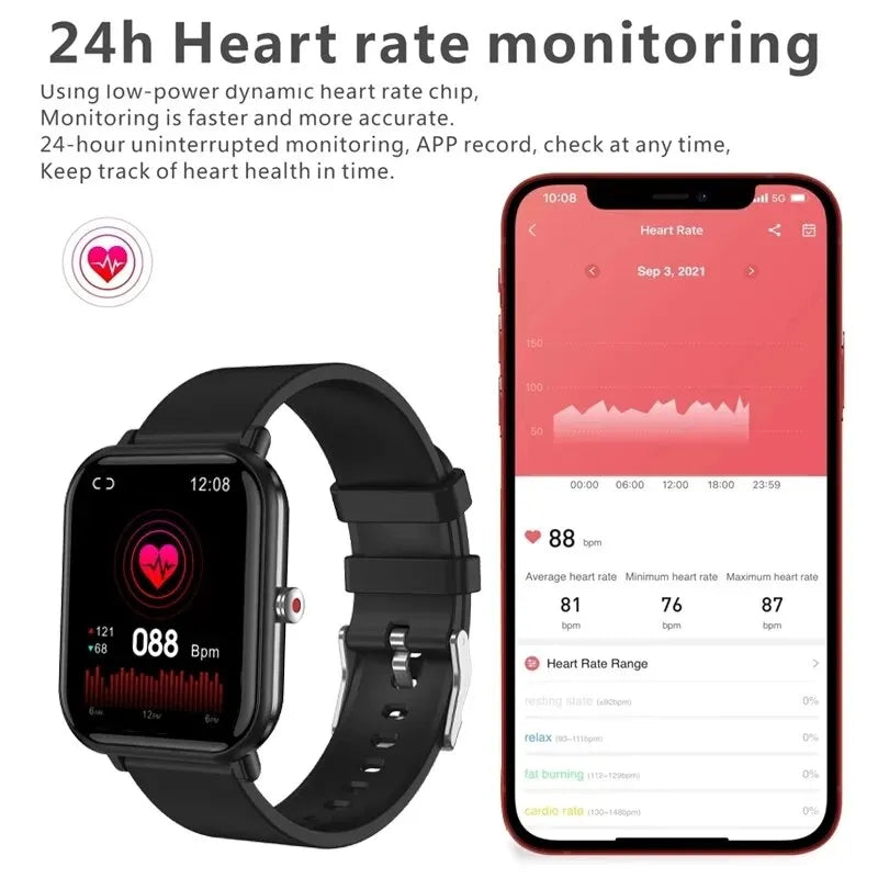 LIGE 2024 Smart Watch – Full Touch Screen Sports Fitness Watch, IP67 Waterproof, Bluetooth, Android & iOS Compatibility