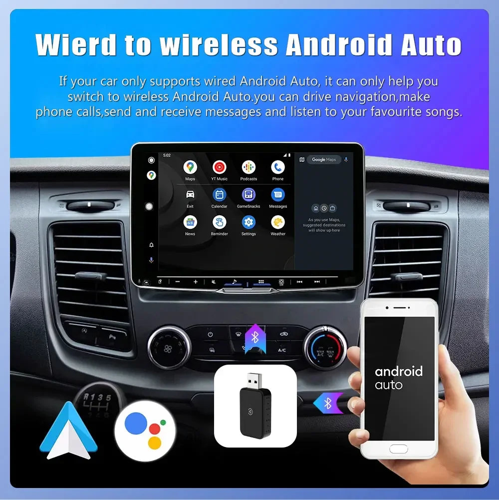 2-in-1 Wired to Wireless CarPlay & Android Auto Adapter – 5GHz Smart Plug & Play