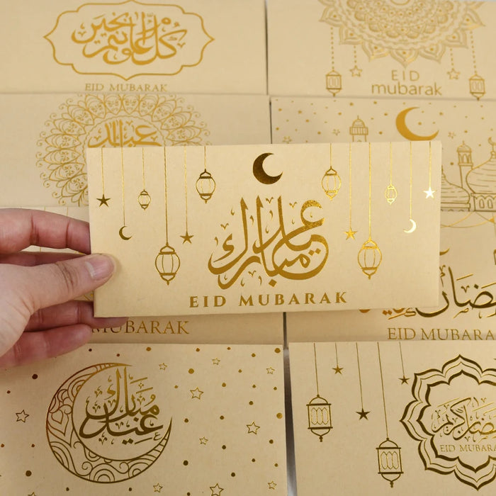 9Pcs Eid Mubarak Envelopes Money Gift Card Bags 2025 Islamic Muslim Party Supplies Ramadan Decoration Eid Al-fitr Invitation