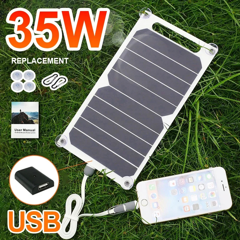 لوحة طاقة شمسية محمولة بقوة 35 واط من Sunpower - شاحن شمسي 5 فولت USB لبنك الطاقة