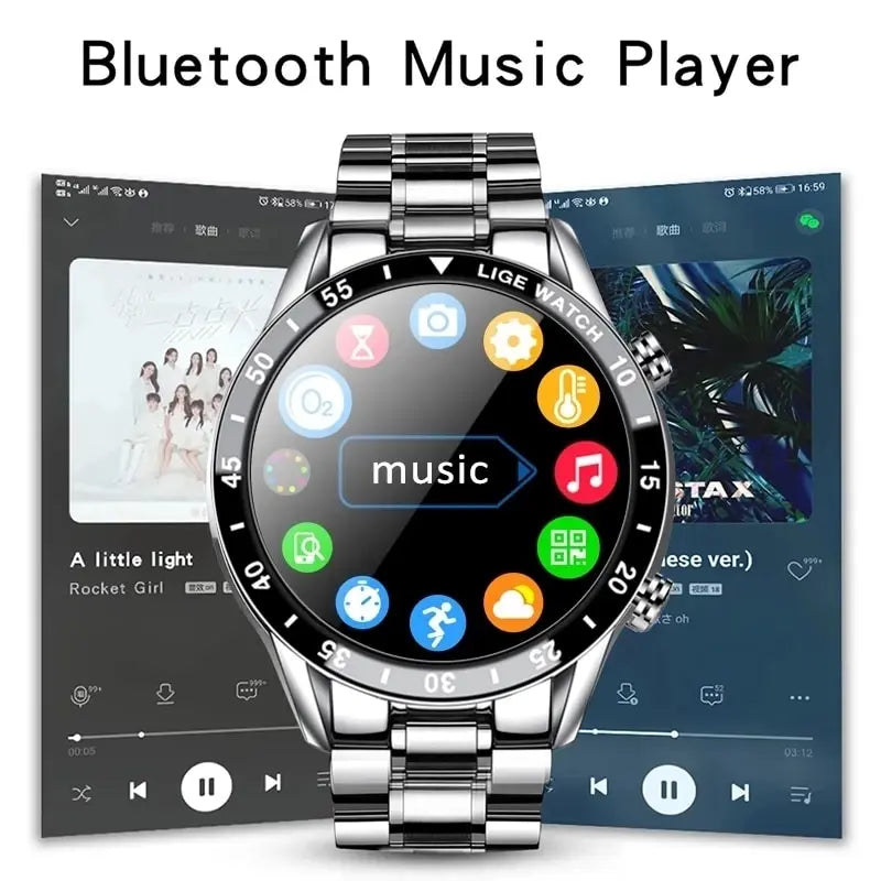 LIGE 2025 Smartwatch, 1.3" OLED Screen, Fitness Tracker, Bluetooth, Waterproof, Compatible with Android & iOS