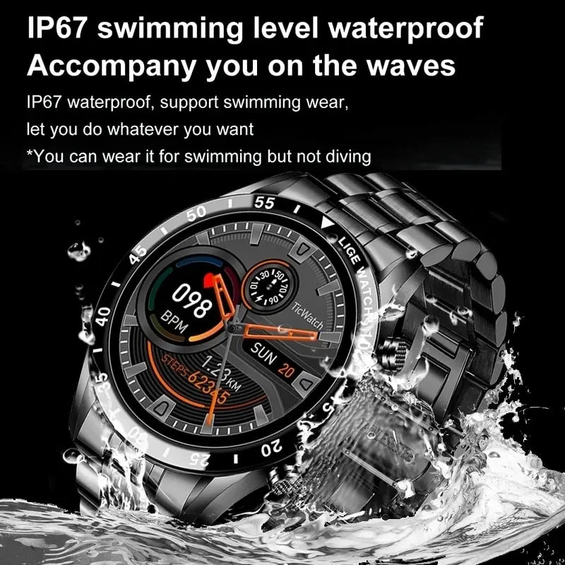 LIGE 2025 Smartwatch, 1.3" OLED Screen, Fitness Tracker, Bluetooth, Waterproof, Compatible with Android & iOS