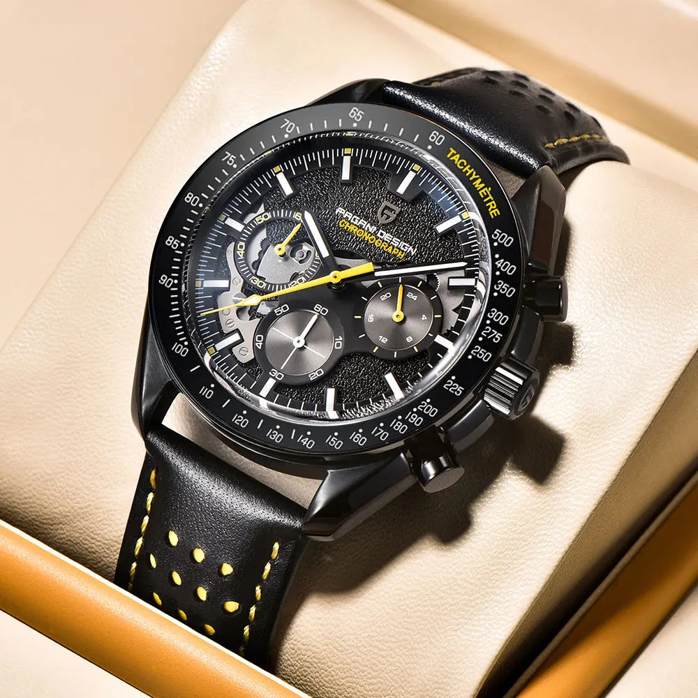 PAGANI DESIGN 1701 Moon Men’s Luxury Quartz Chronograph Watch – Waterproof AR Sapphire Mirror