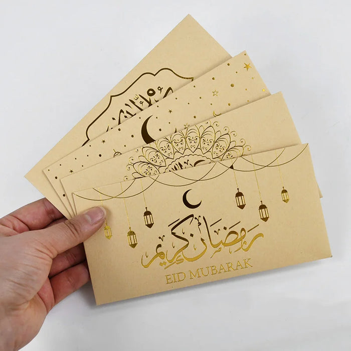 9Pcs Eid Mubarak Envelopes Money Gift Card Bags 2025 Islamic Muslim Party Supplies Ramadan Decoration Eid Al-fitr Invitation