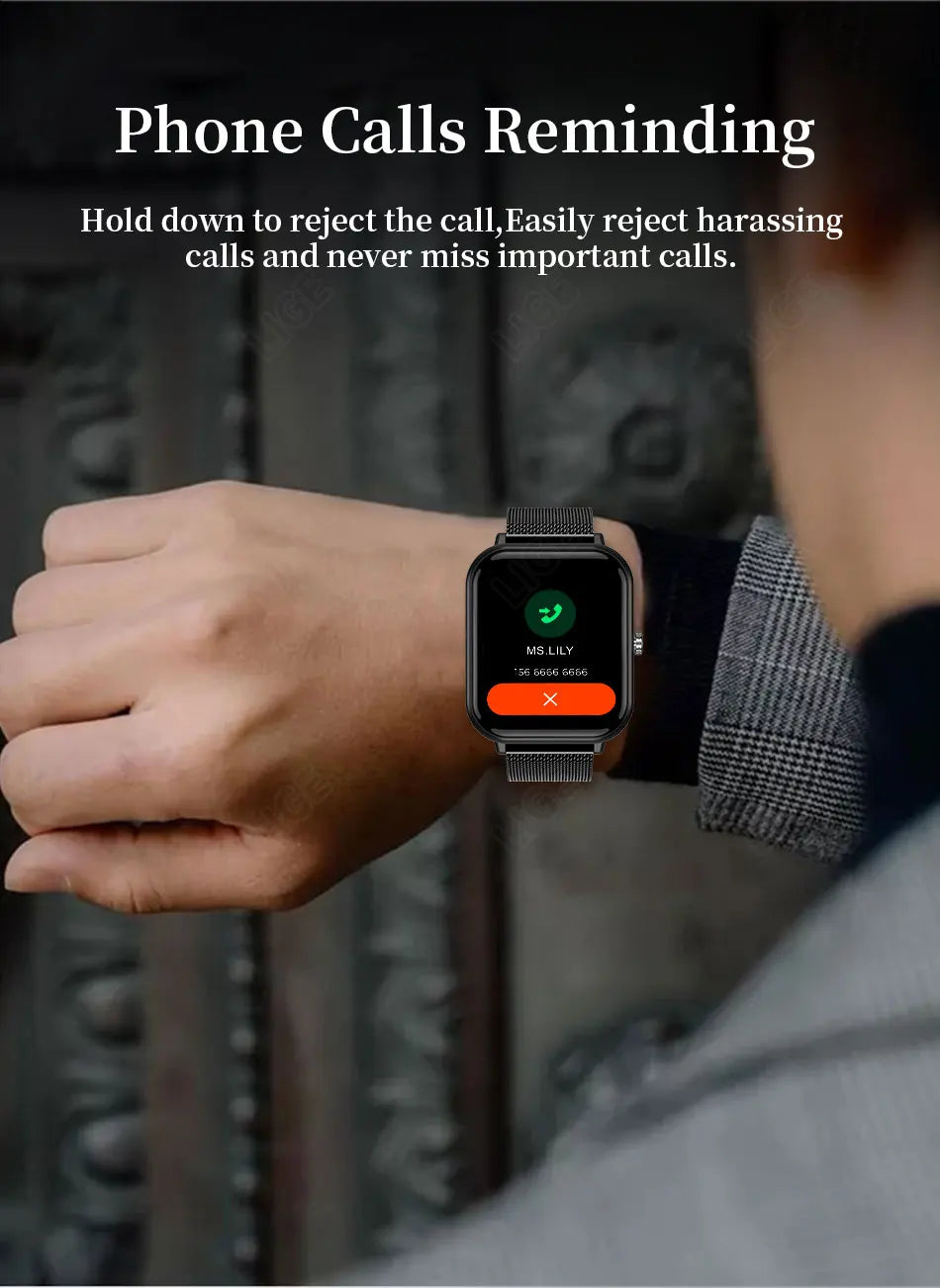 LIGE 2024 Smart Watch – Full Touch Screen Sports Fitness Watch, IP67 Waterproof, Bluetooth, Android & iOS Compatibility