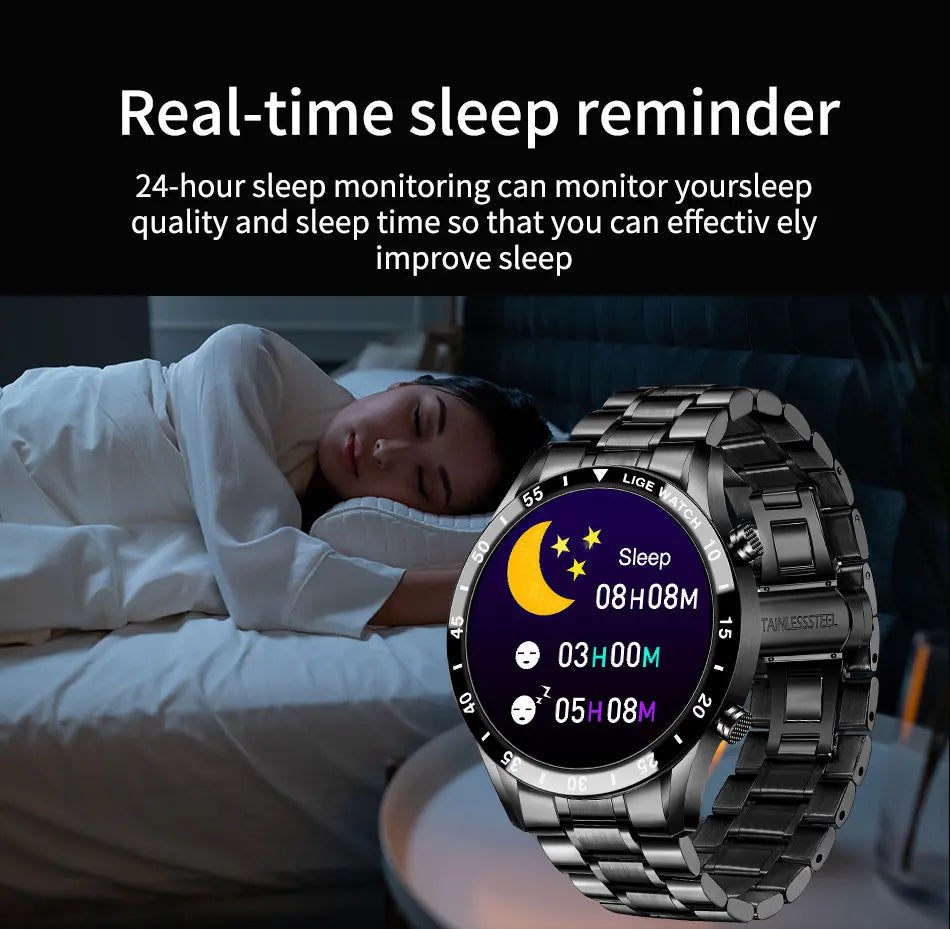 LIGE 2025 Smartwatch, 1.3" OLED Screen, Fitness Tracker, Bluetooth, Waterproof, Compatible with Android & iOS