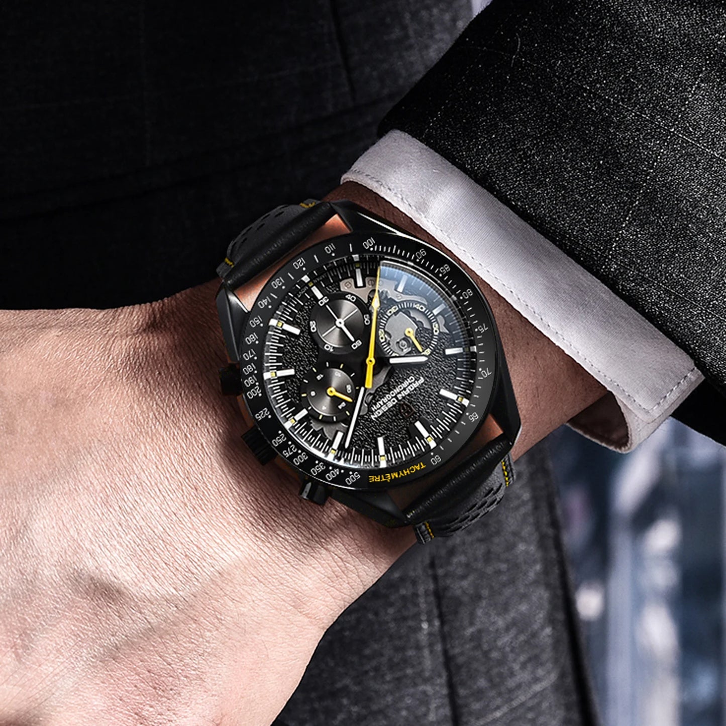 PAGANI DESIGN 1701 Moon Men’s Luxury Quartz Chronograph Watch – Waterproof AR Sapphire Mirror