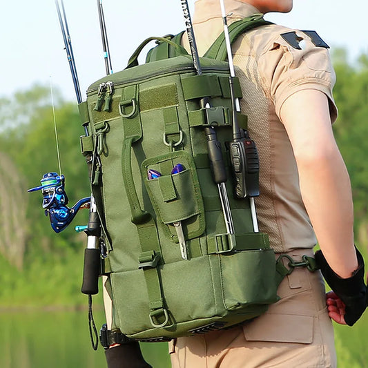 Tactical Fishing Backpack with Rod Holders – Outdoor Tackle Bag