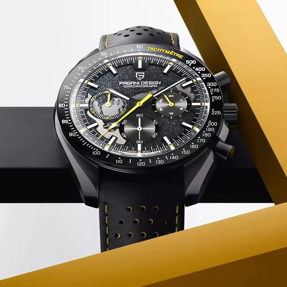 PAGANI DESIGN 1701 Moon Men’s Luxury Quartz Chronograph Watch – Waterproof AR Sapphire Mirror