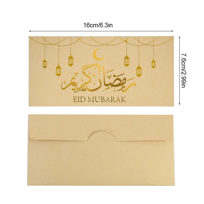 9Pcs Eid Mubarak Envelopes Money Gift Card Bags 2025 Islamic Muslim Party Supplies Ramadan Decoration Eid Al-fitr Invitation